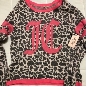Juicy Couture sliver & pink leopard sweater
